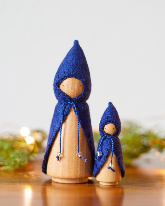 Silent Night Blue Wooden Gnome