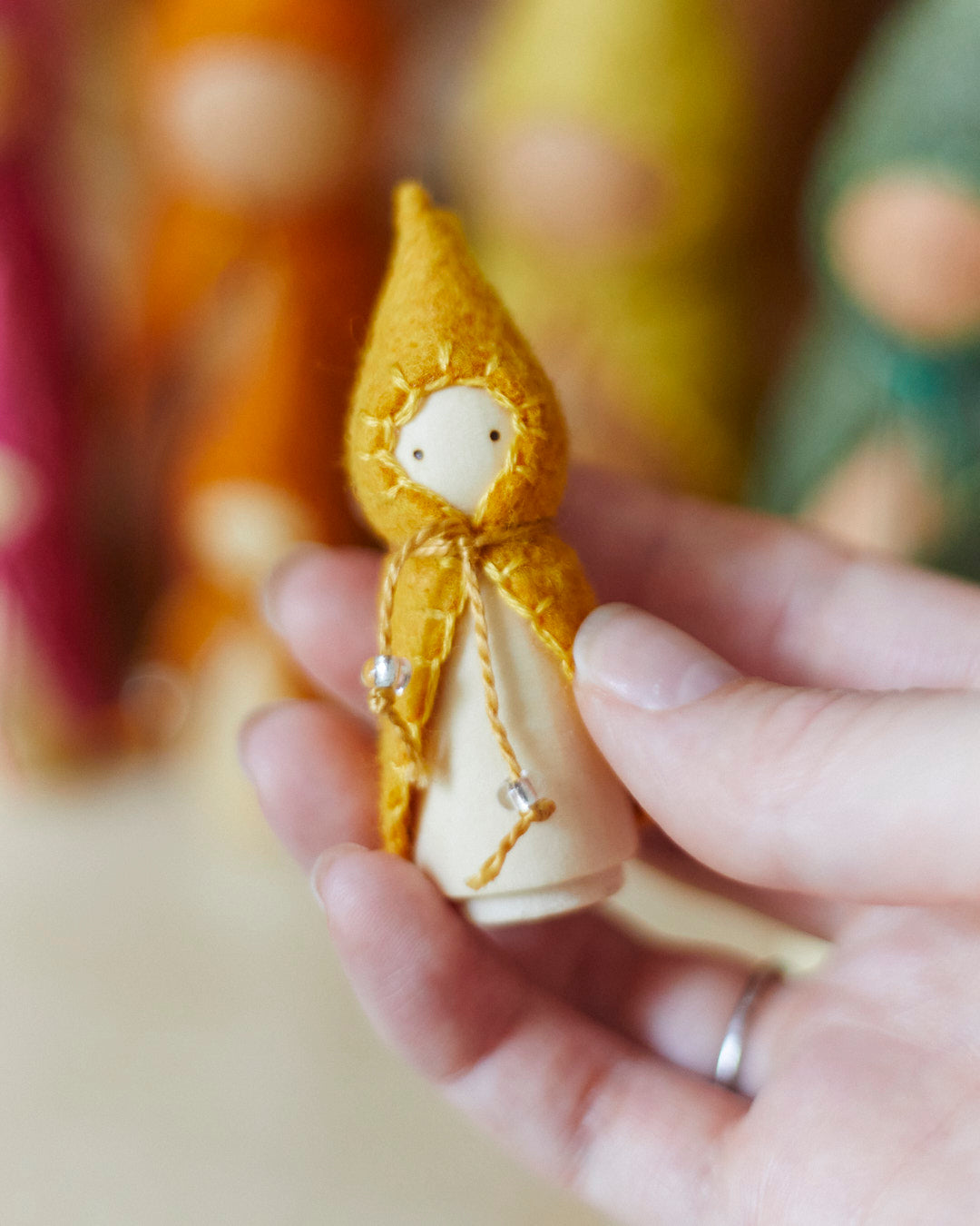 Mini Rainbow Wooden Gnome Set