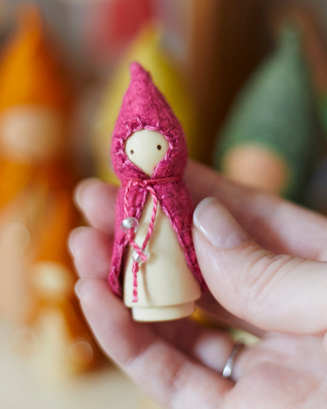 Mini Rainbow Wooden Gnome Set