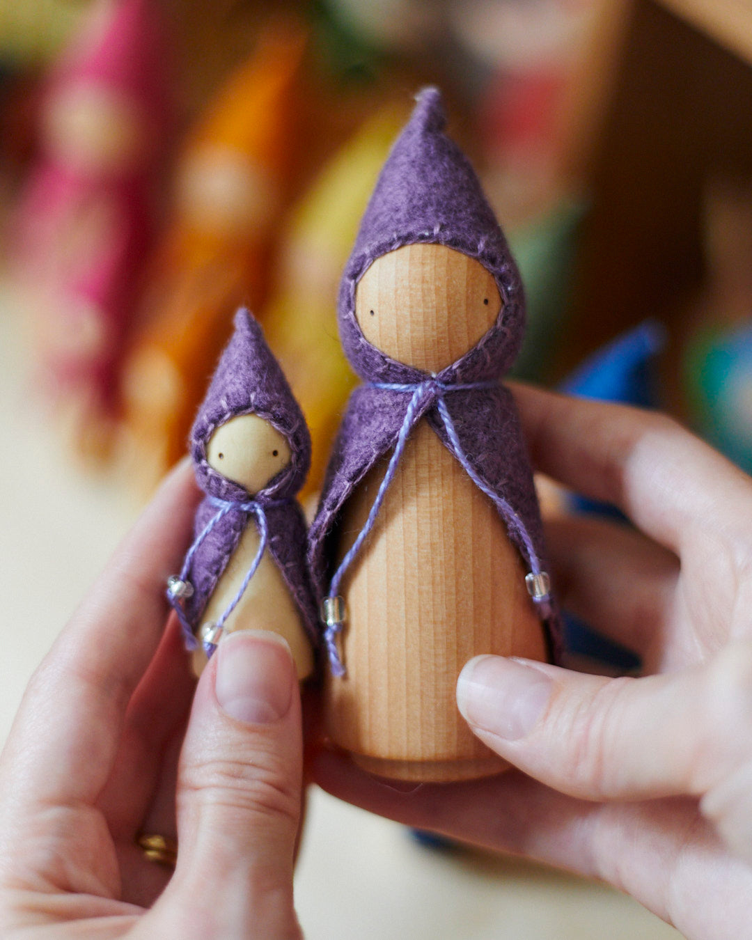 Mini Purple Wooden Gnome