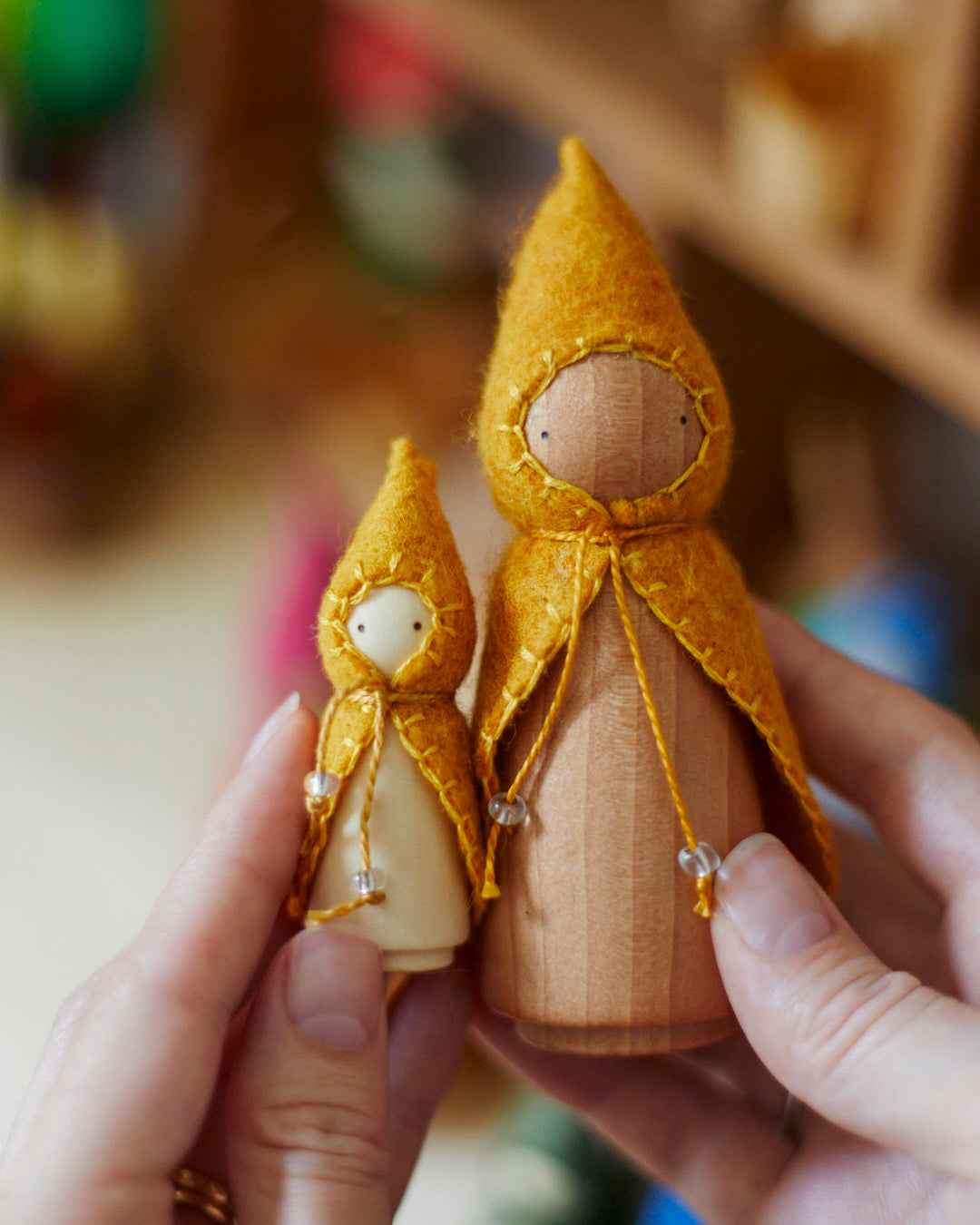 Mini Yellow Wooden Gnome