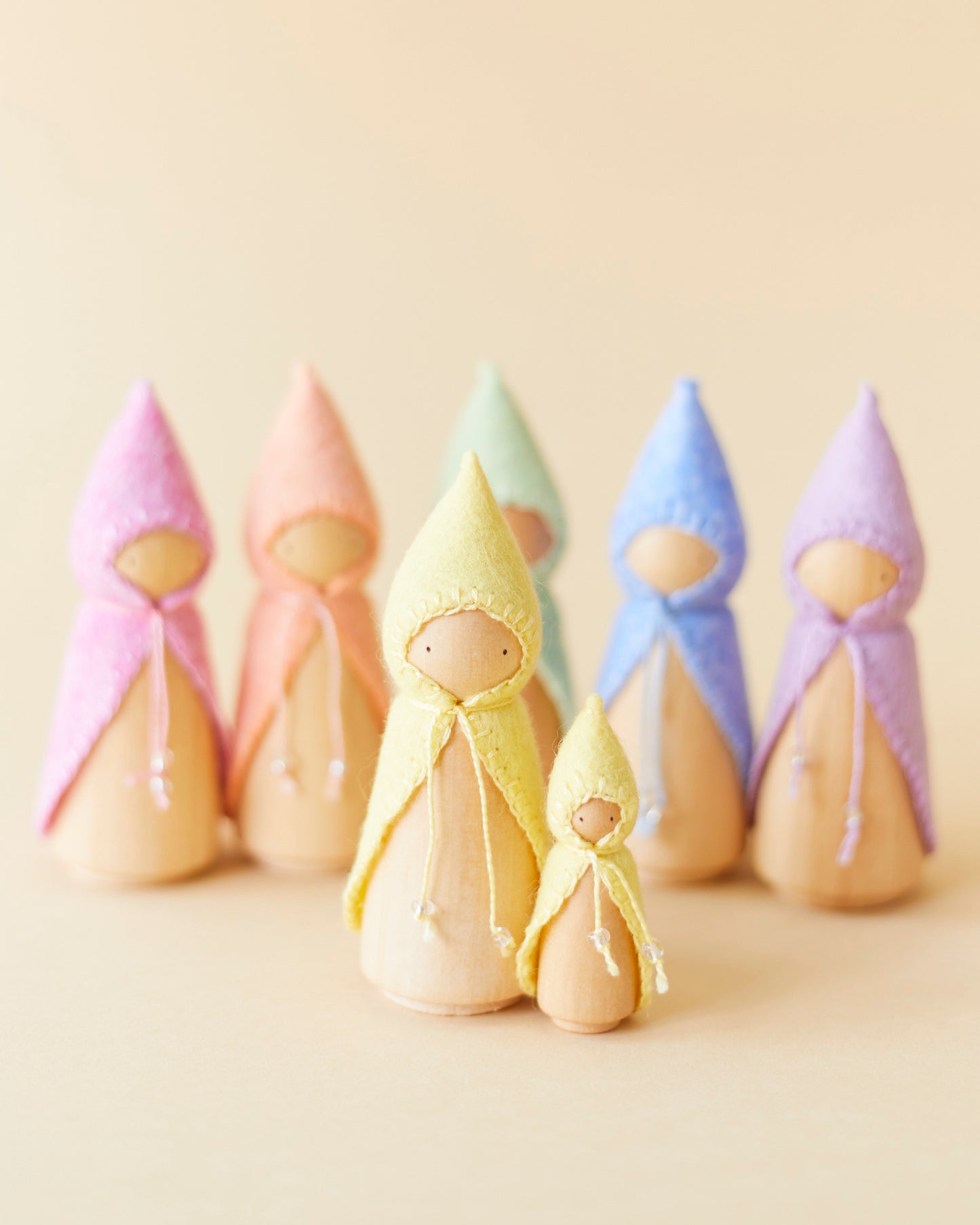 Mini Pastel Yellow Wooden Gnome