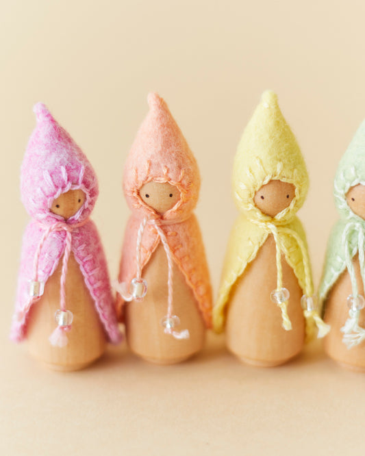 Mini Pastel Rainbow Wooden Gnome Set