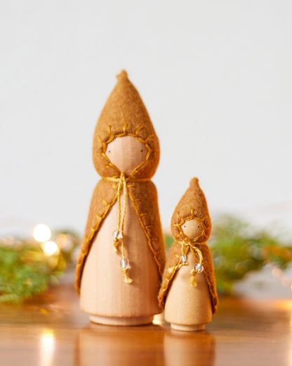 Mini Pinecone Brown Wooden Gnome