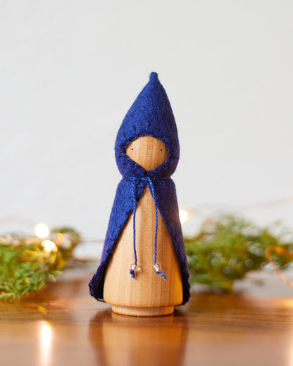 Silent Night Blue Wooden Gnome