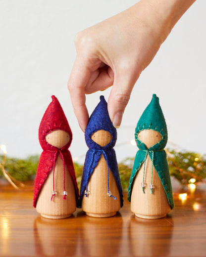 Silent Night Blue Wooden Gnome