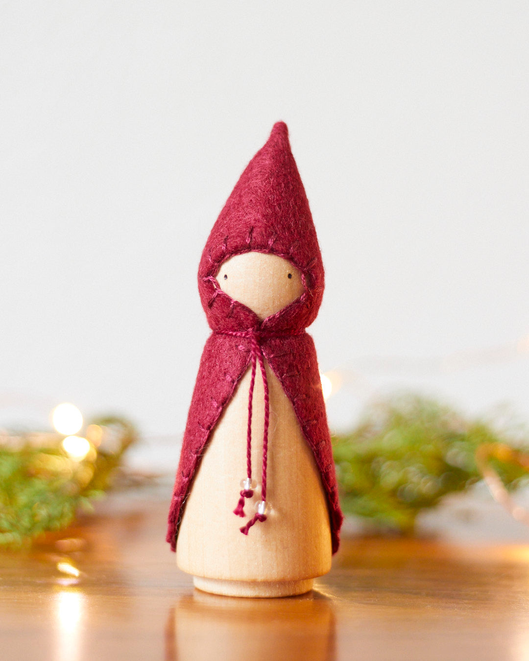 Cranberry Red Wooden Gnome
