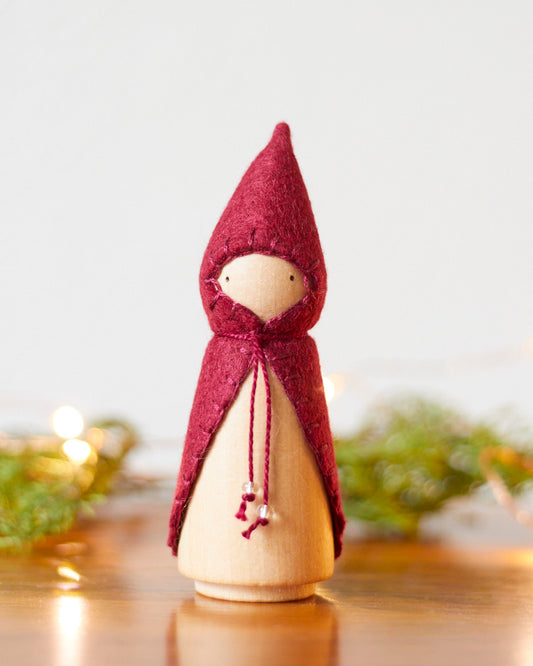 Cranberry Red Wooden Gnome