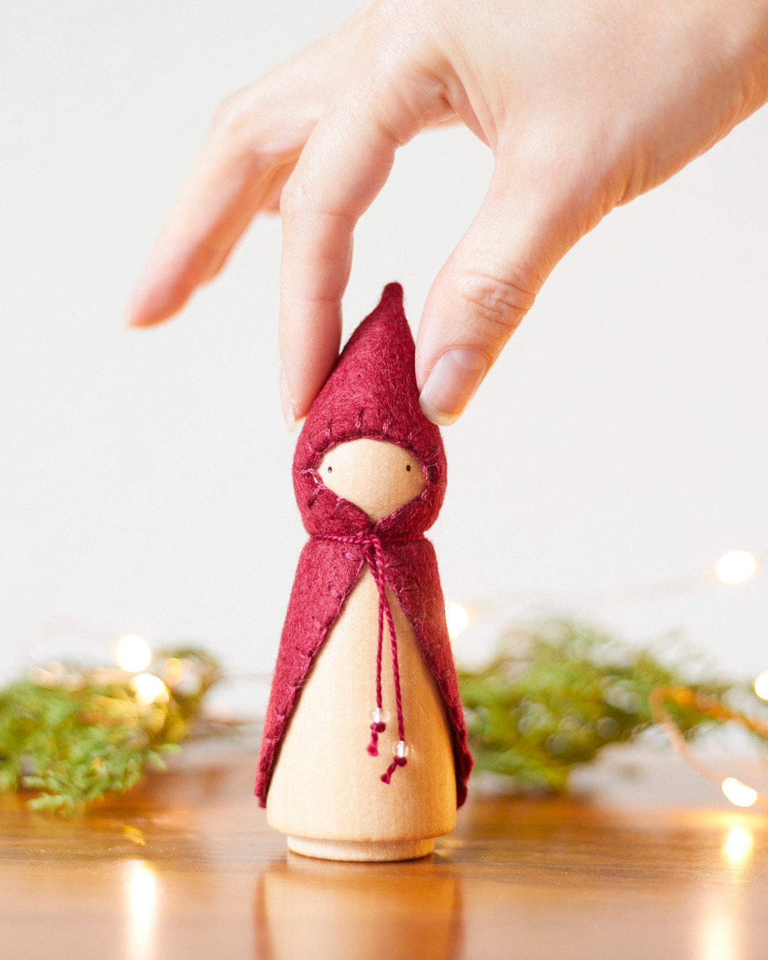 Cranberry Red Wooden Gnome