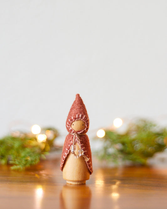Mini Chestnut Brown Wooden Gnome