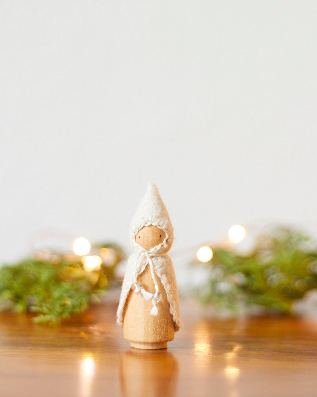 Mini White Wooden Gnome
