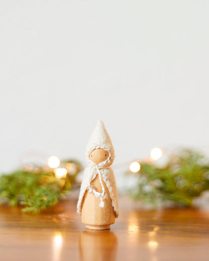 Mini White Wooden Gnome