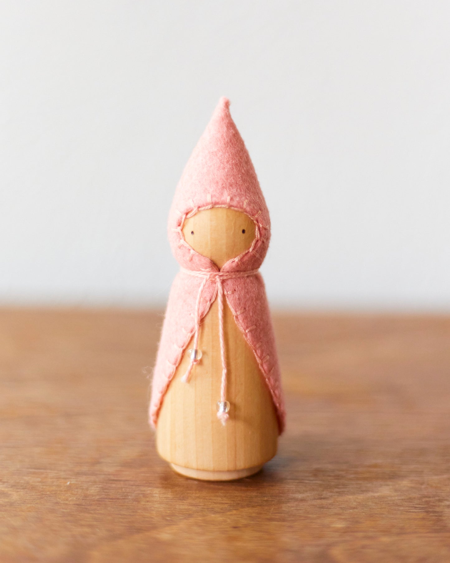 Soft Pink Wooden Gnome