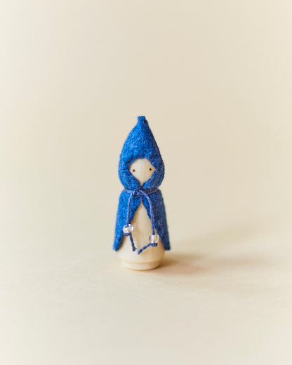 Mini Blue Wooden Gnome