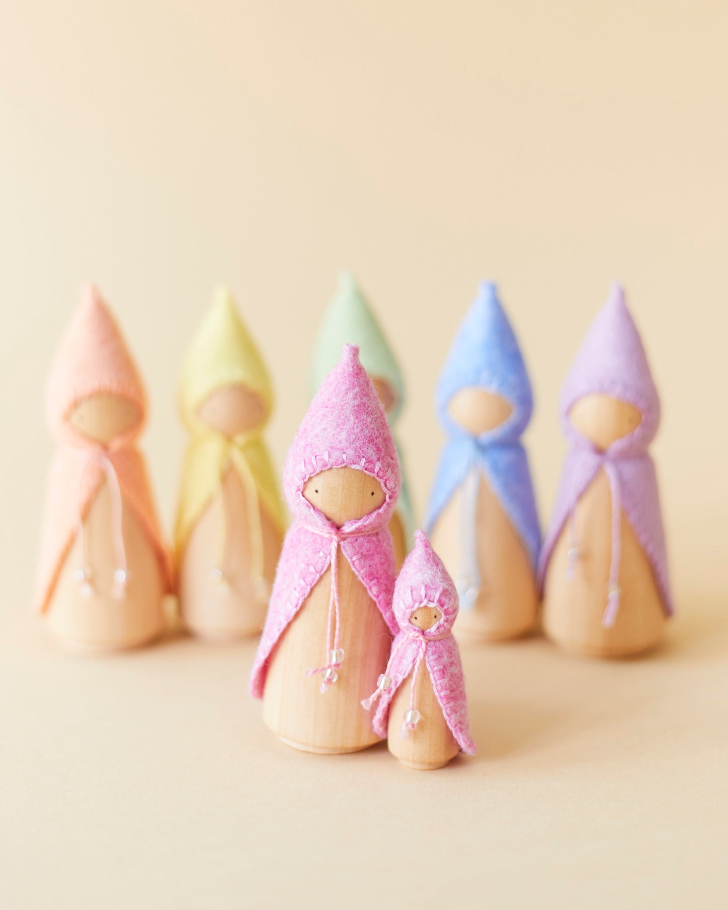 Mini Pastel Pink Wooden Gnome