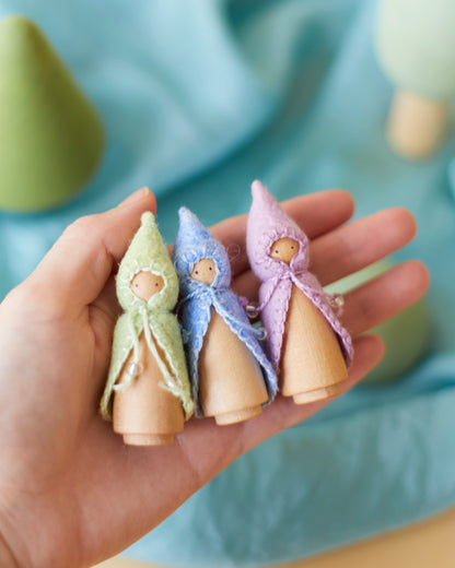 Mini Pastel Blue Wooden Gnome