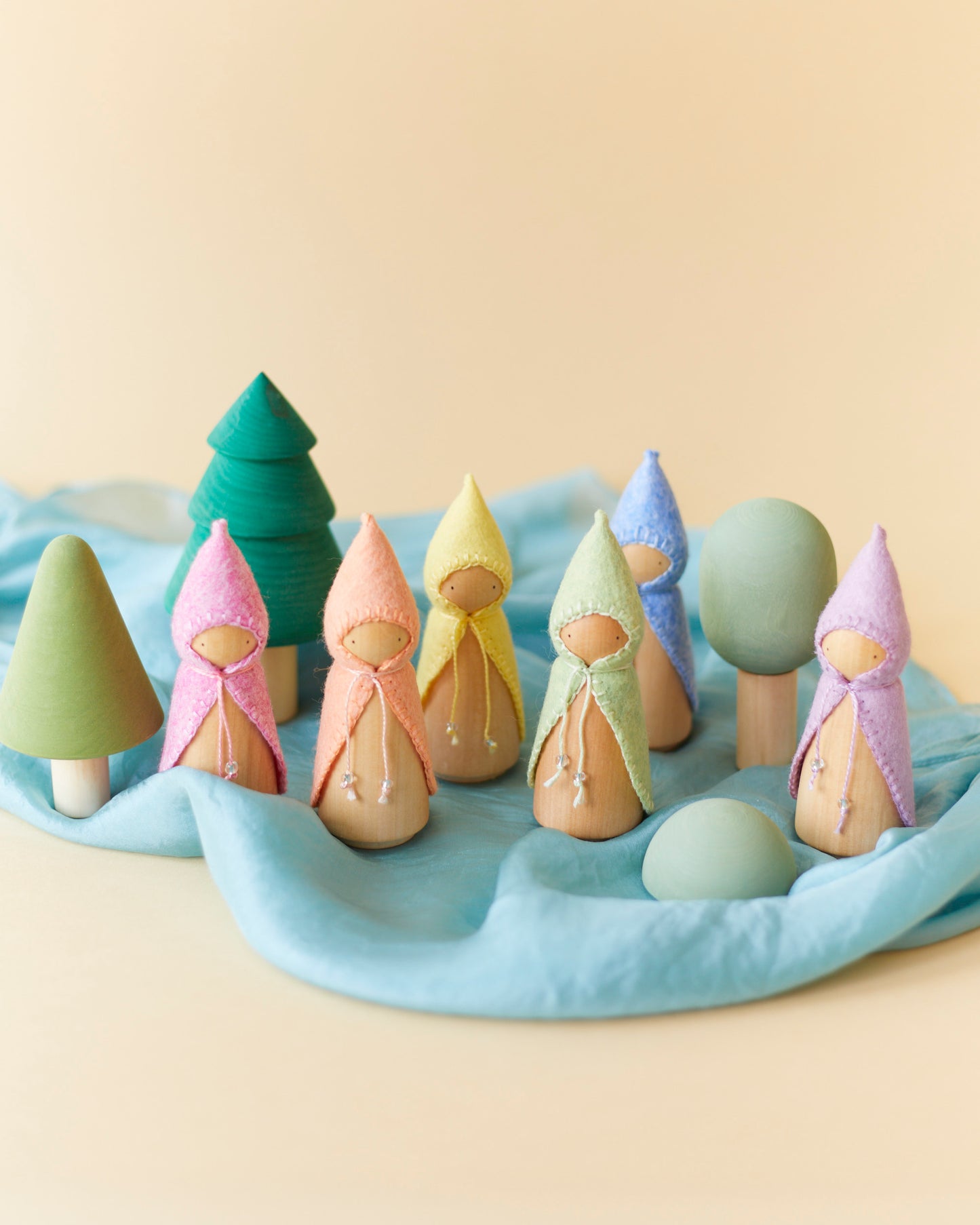 Pastel Blue Wooden Gnome