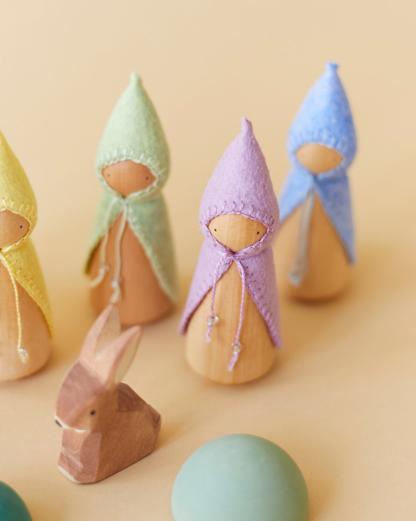 Pastel Blue Wooden Gnome