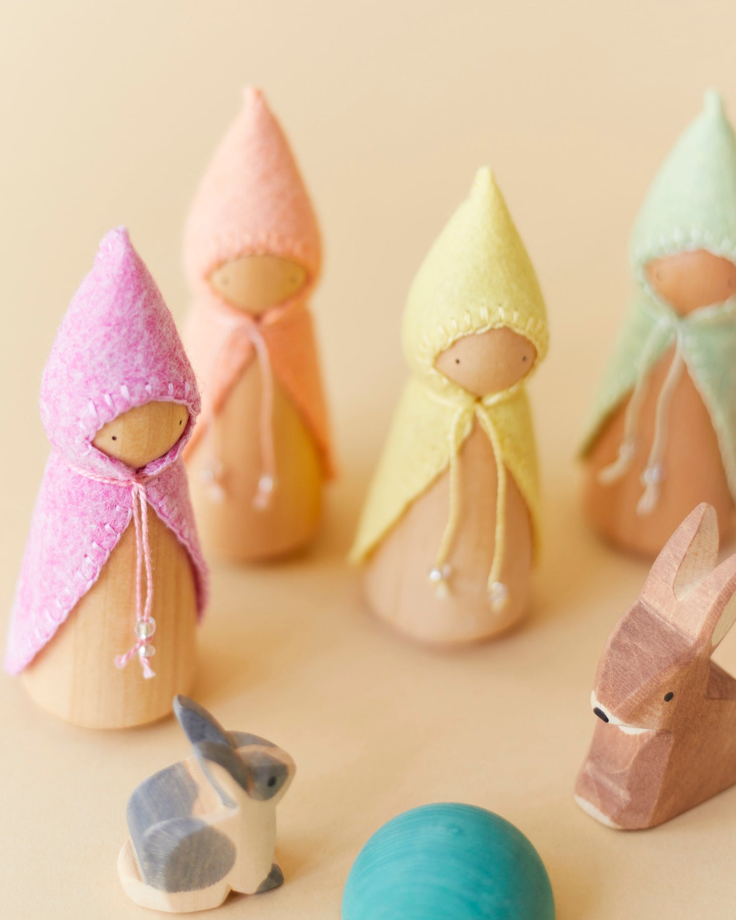 Pastel Blue Wooden Gnome