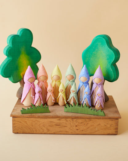 Mini Pastel Rainbow Wooden Gnome Set