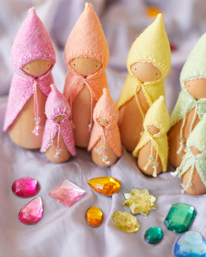 Mini Pastel Rainbow Wooden Gnome Set