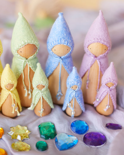 Mini Pastel Blue Wooden Gnome