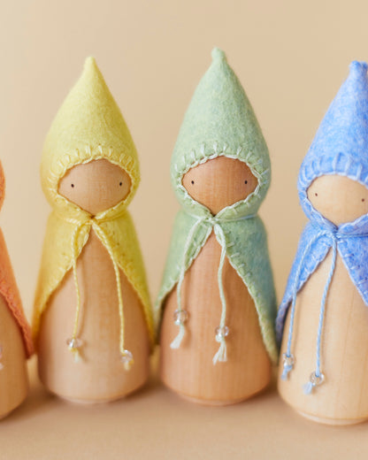 Pastel Rainbow Wooden Gnome Set