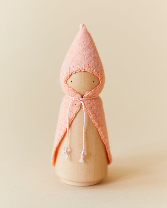 Pastel Orange Wooden Gnome