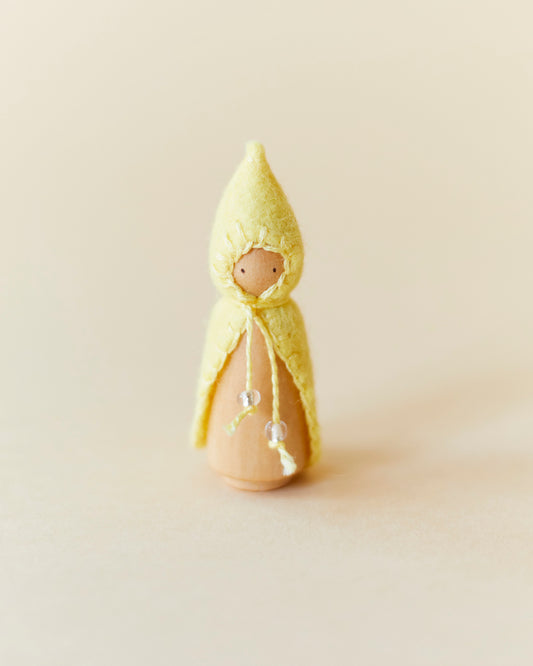 Mini Pastel Yellow Wooden Gnome