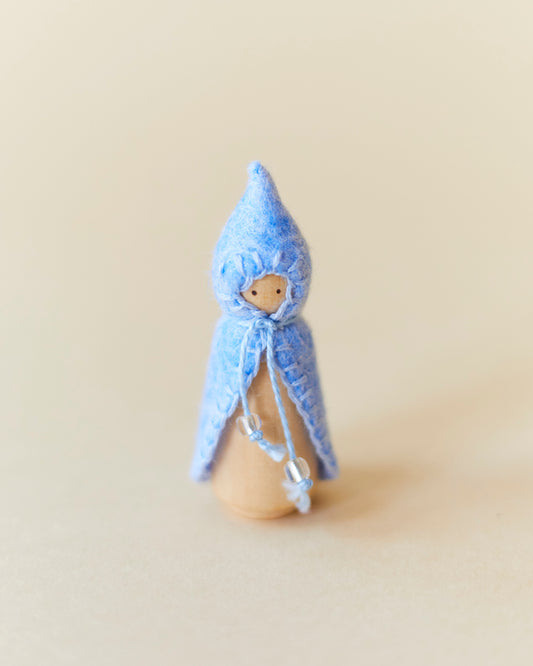 Mini Pastel Blue Wooden Gnome