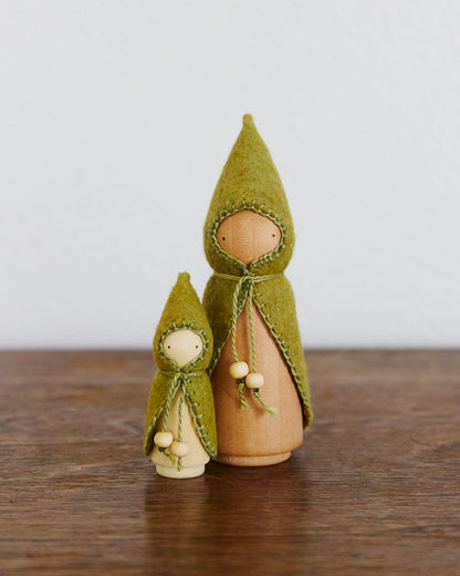 Green Mama & Baby Wooden Gnome Set