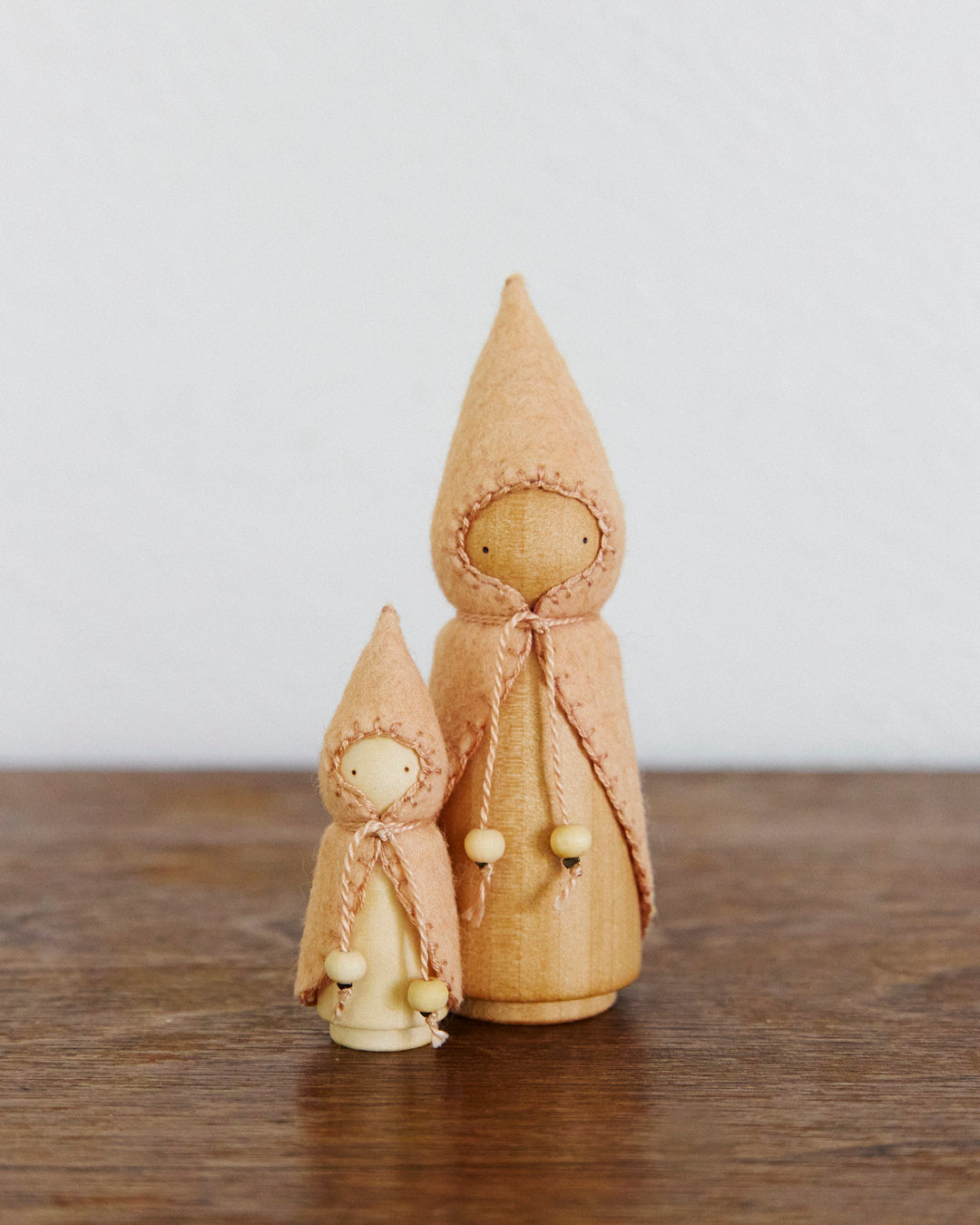 Pink Mama & Baby Wooden Gnome Set