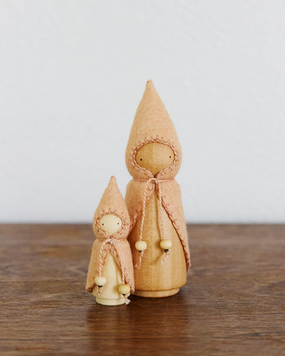 Pink Mama & Baby Wooden Gnome Set