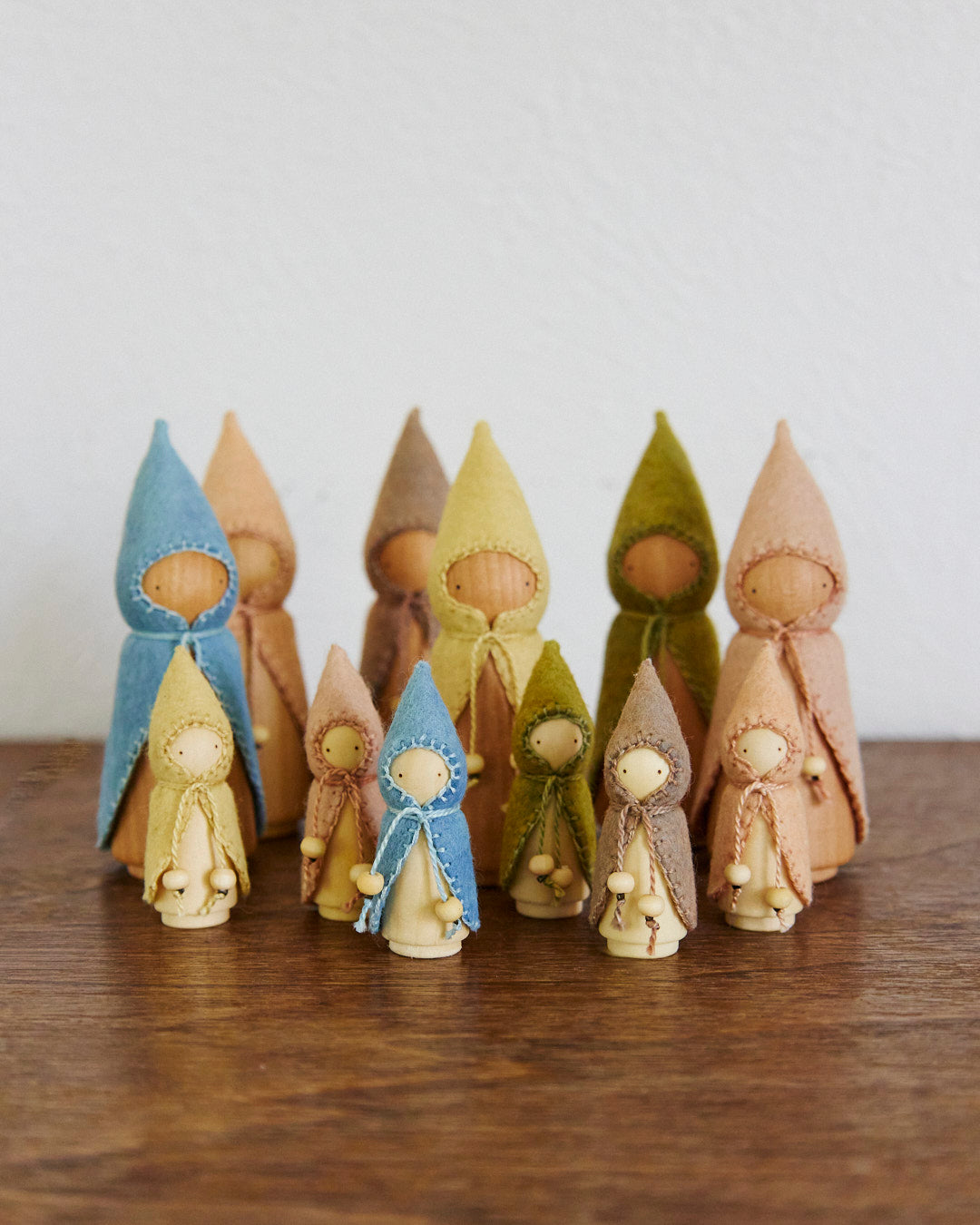 Pink Mama & Baby Wooden Gnome Set